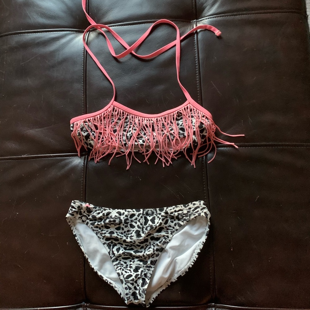 Fun and cute Leopard print bathing suit with pink